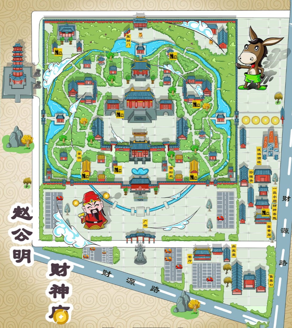 唐山寺庙类手绘地图